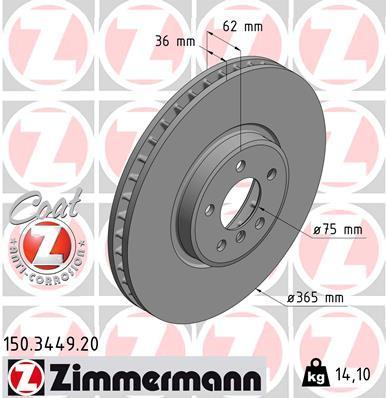 

ZIMMERMANN 150.3449.20 Диск тормозной 1шт