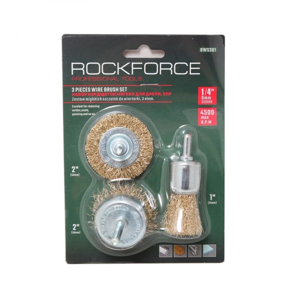 фото Набор кордщеток для дрели rockforce rf-bws301