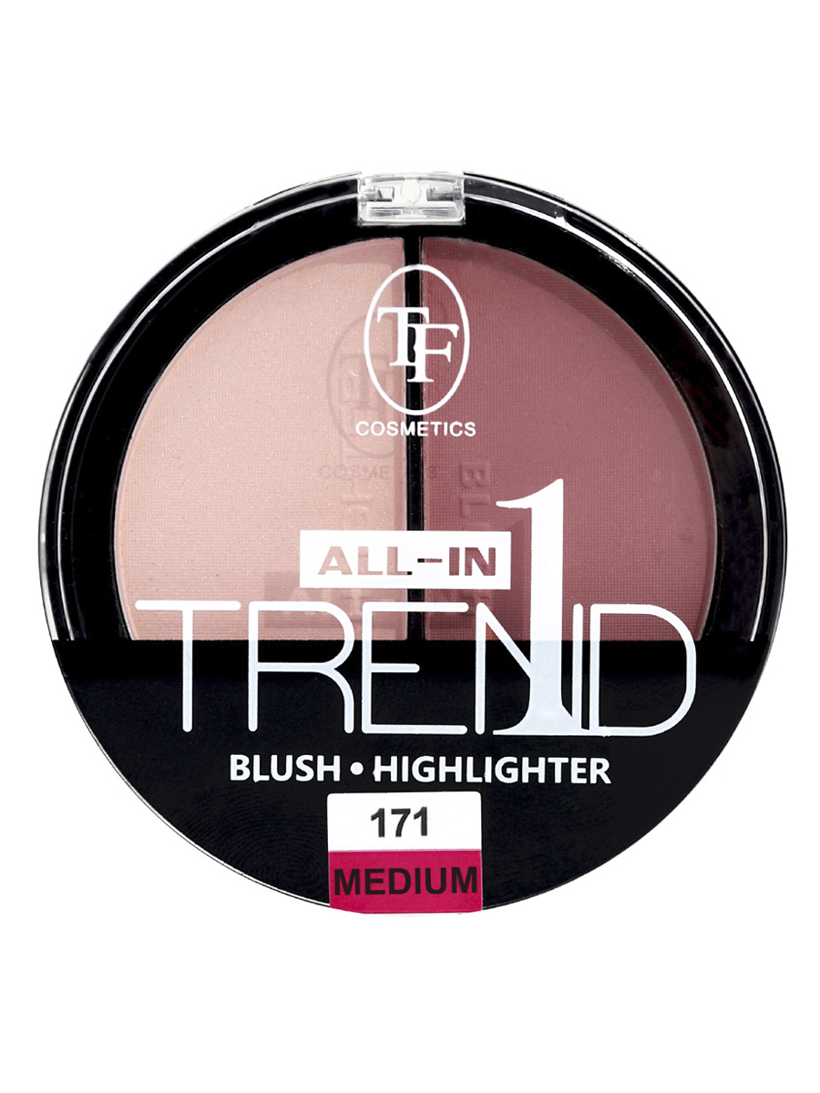 фото Румяна и хайлайтер triumph trend all-in-one, тон 171 "средний", палетка для макияжа, tf tf cosmetics