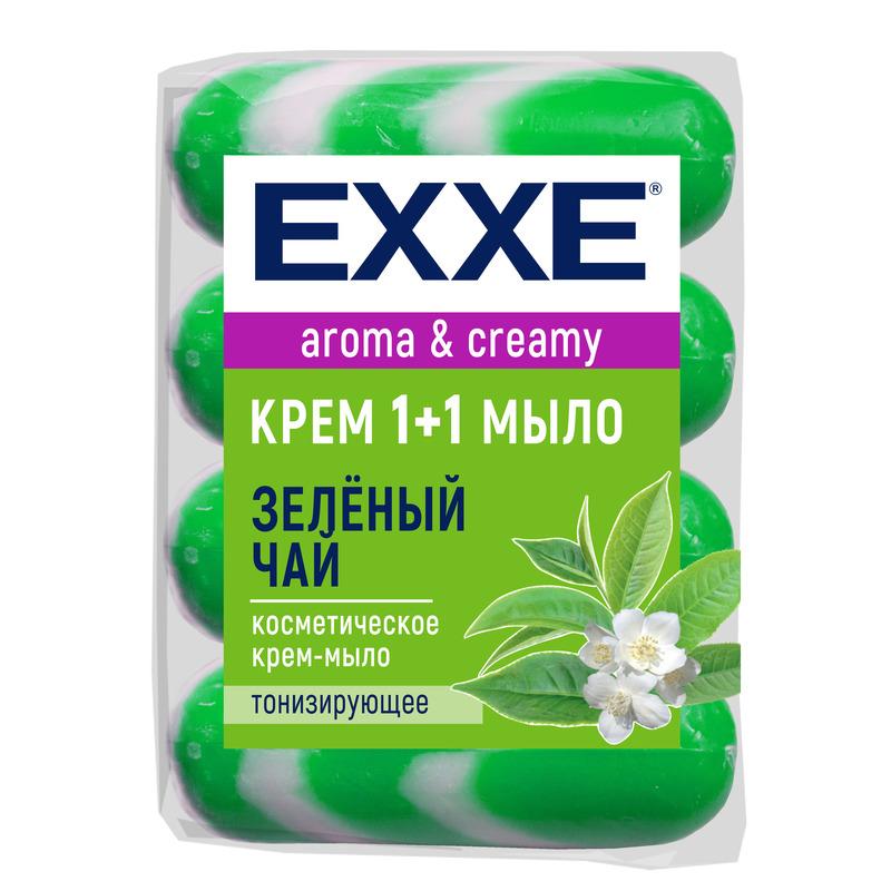Мыло-крем туалетное Exxe 1+1 Зеленый чай 90г 4шт 24 уп пакет розово зеленый мрамор а6