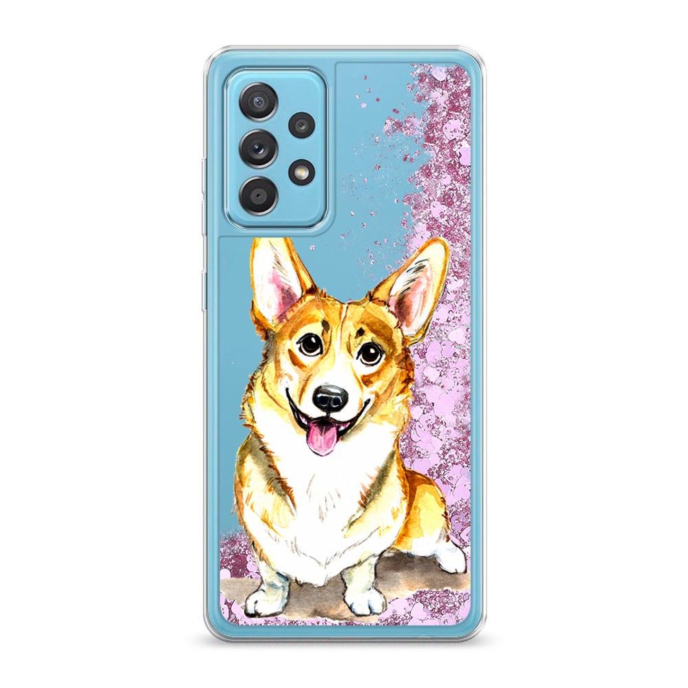 

Жидкий чехол с блестками "Малыш корги" на Samsung Galaxy A52s