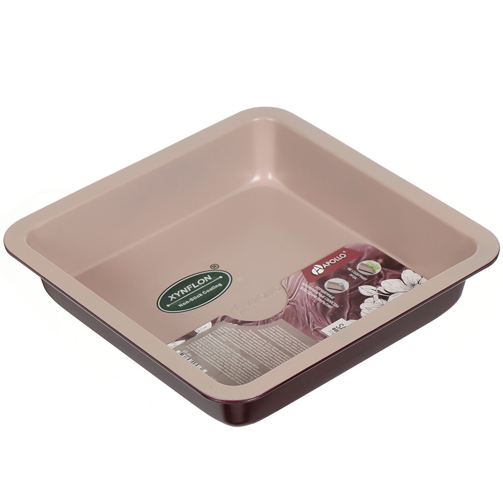 

Форма для выпечки 22.5х22.5х4.5 см антиприг прямоуг роз Apollo Satin touch STT-314, Коричневый