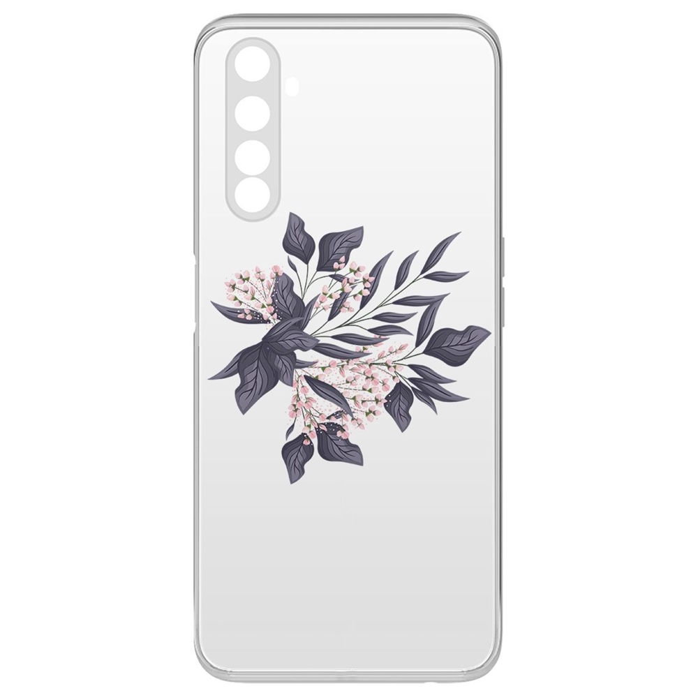 

Чехол-накладка Krutoff Clear Case Розовые бутоны для Realme 6