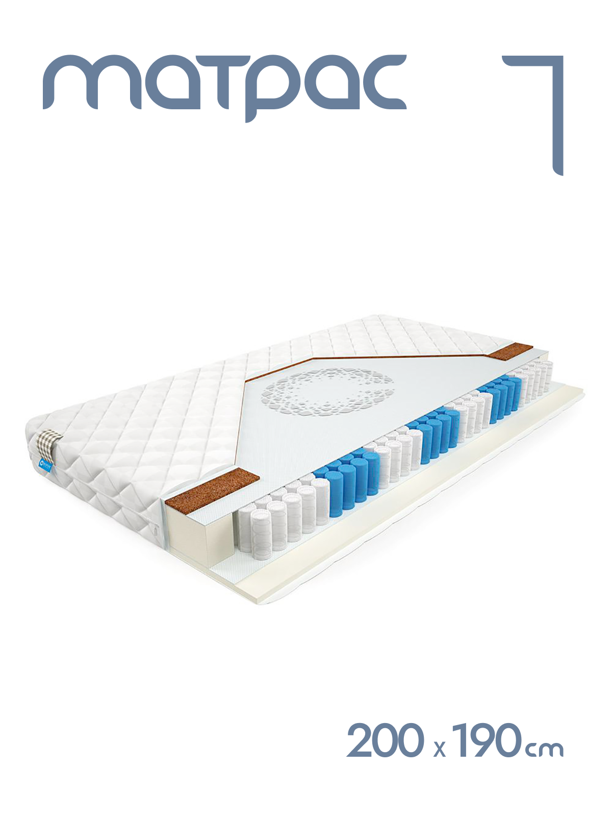 

Матрас пружинный Alat Home Henry анатомический 200x190 см mm-931, Белый, Henry