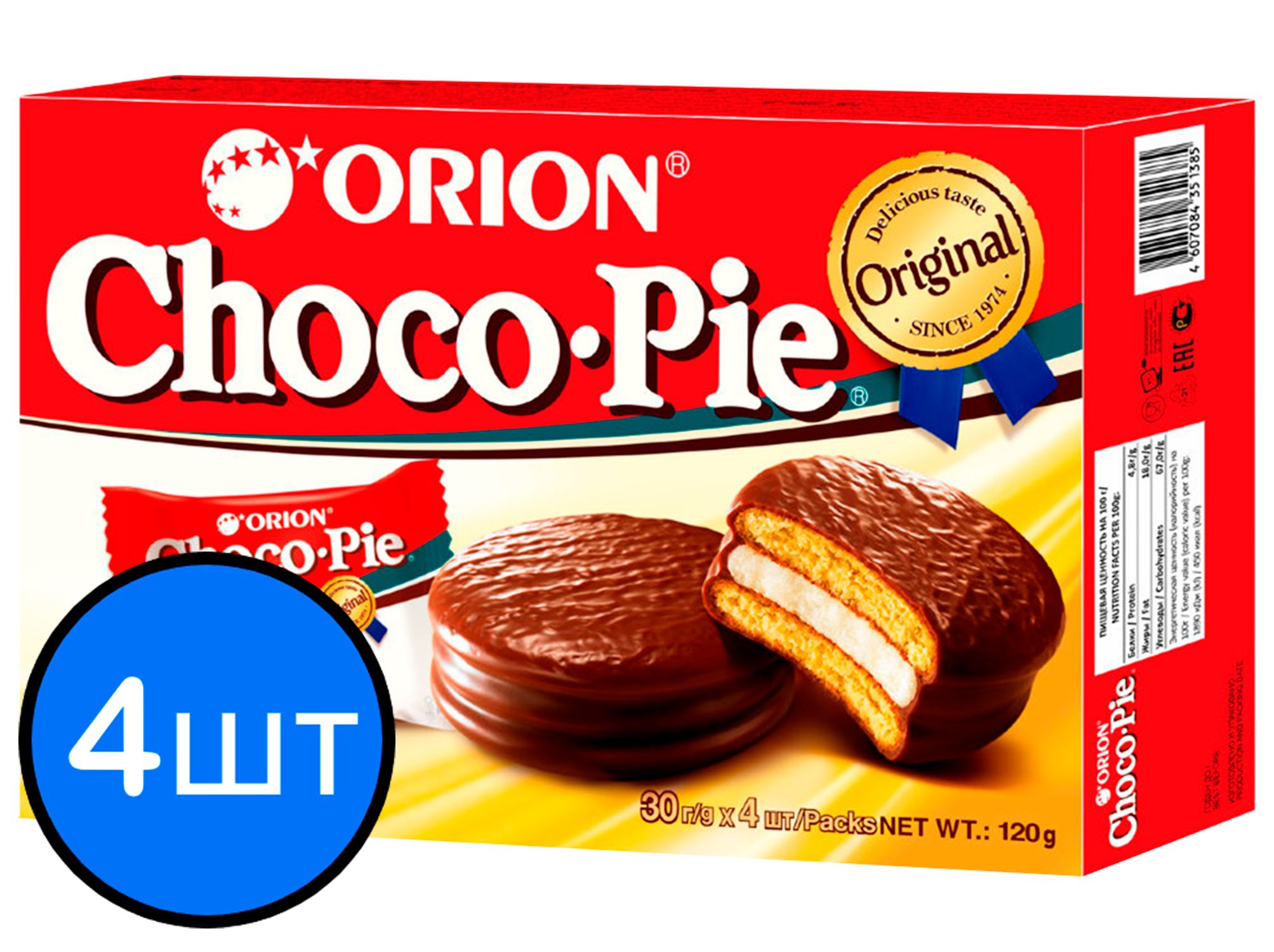 

Печенье "ORION ChocoPie", 120г х 4шт