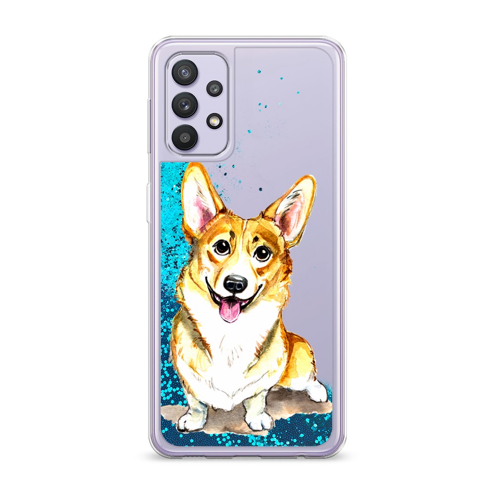 

Жидкий чехол с блестками "Малыш корги" на Samsung Galaxy A32, 2102093-1