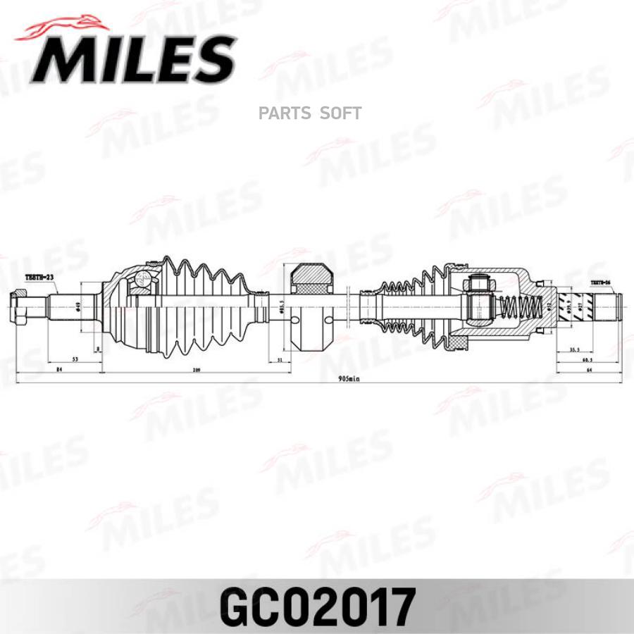 

MILES GC02017 Привод в сборе LADA X-RAY 15- прав.(дв.21129/КПП Renault JR5)