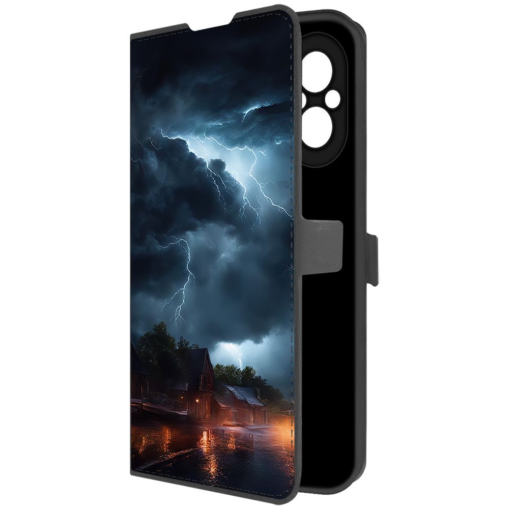 

Чехол-книжка Krutoff Eco Book для Realme C67 Ночная гроза (черный)