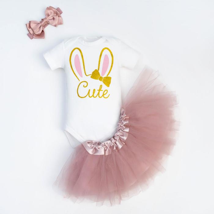 

Набор Крошка Я: боди, юбка, повязка "Cute", рост 62-68 см, Белый;розовый, Cute