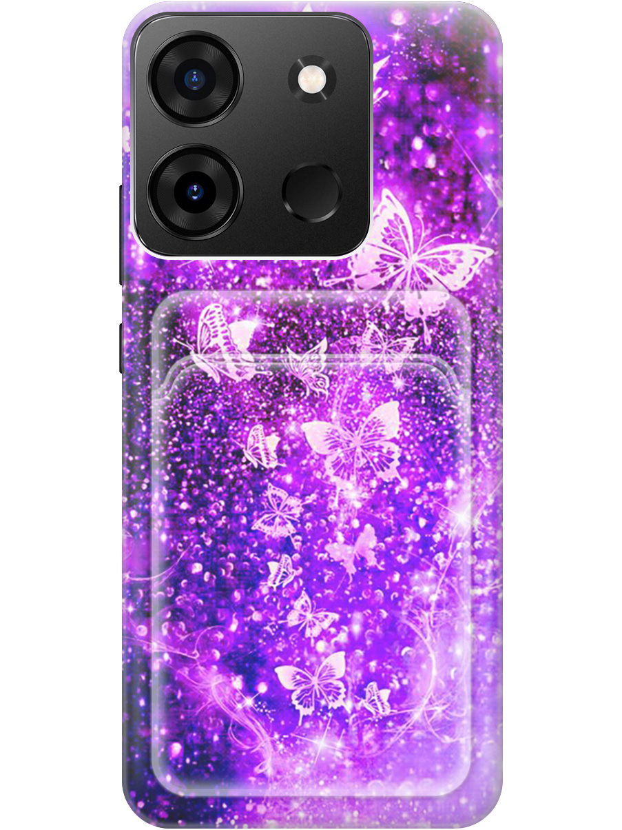 

Силиконовый чехол на Infinix Smart 7 Plus с рисунком "Фиолетовые бабочки", Фиолетовый;черный, 20011993