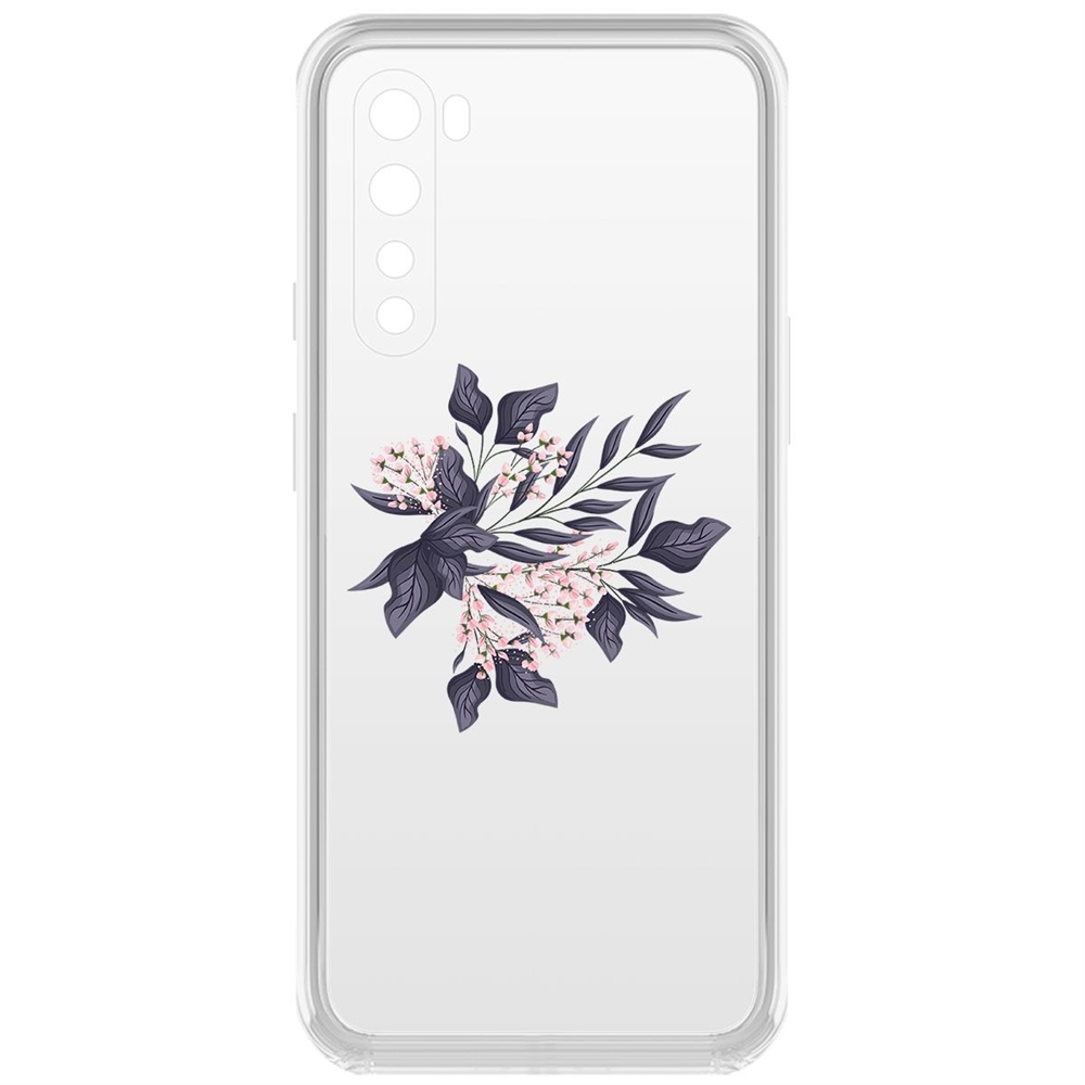 фото Чехол-накладка krutoff clear case розовые бутоны для oneplus nord