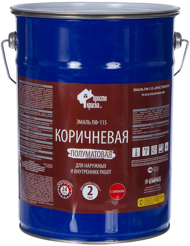 

EMPILS ПростоКраска эмаль ПФ-115 коричневая (10кг) полуматовая