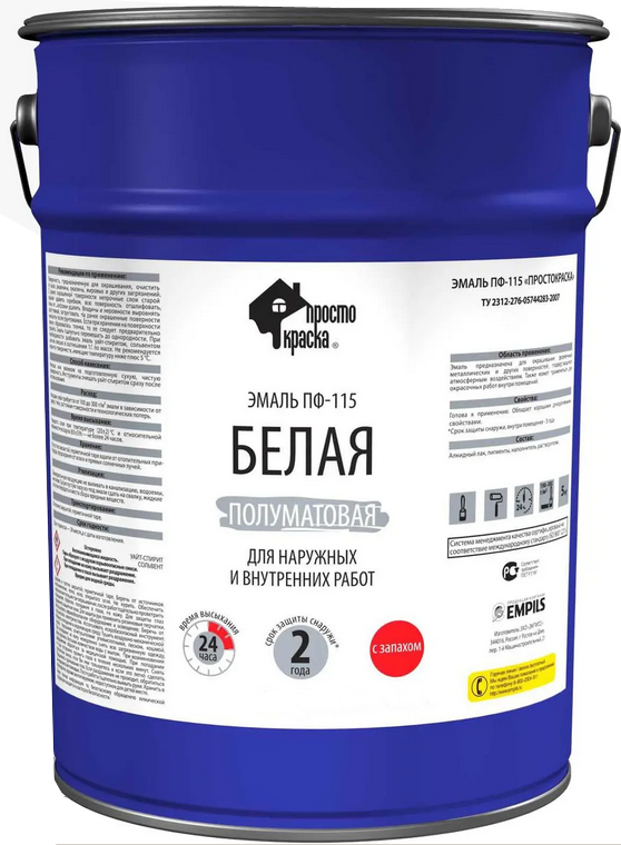 

EMPILS ПростоКраска эмаль ПФ-115 белая (10кг) полуматовая