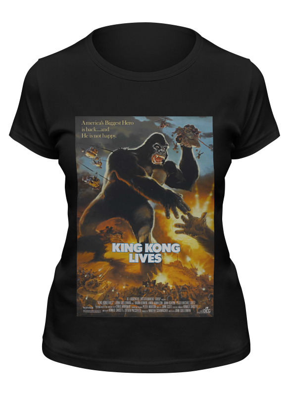 

Футболка женская Printio King kong lives черная L, Черный, King kong lives