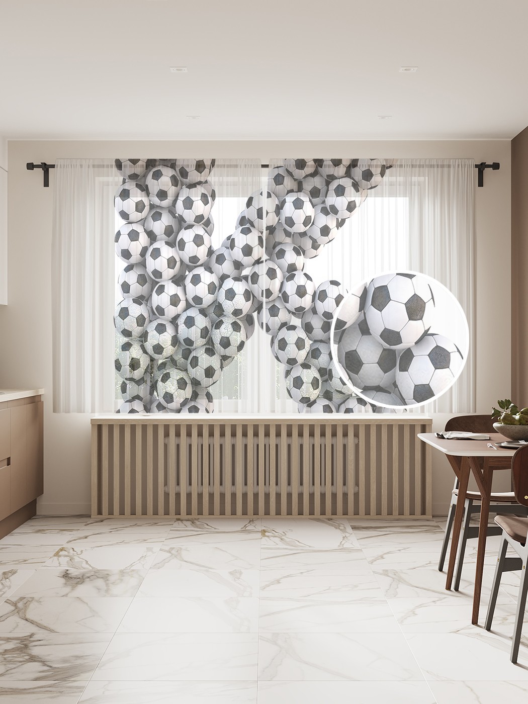 

Фототюль JoyArty "Футбольная буква K", 145x180см (2 полотна с лентой + 50 крючков), Футбольная буква K