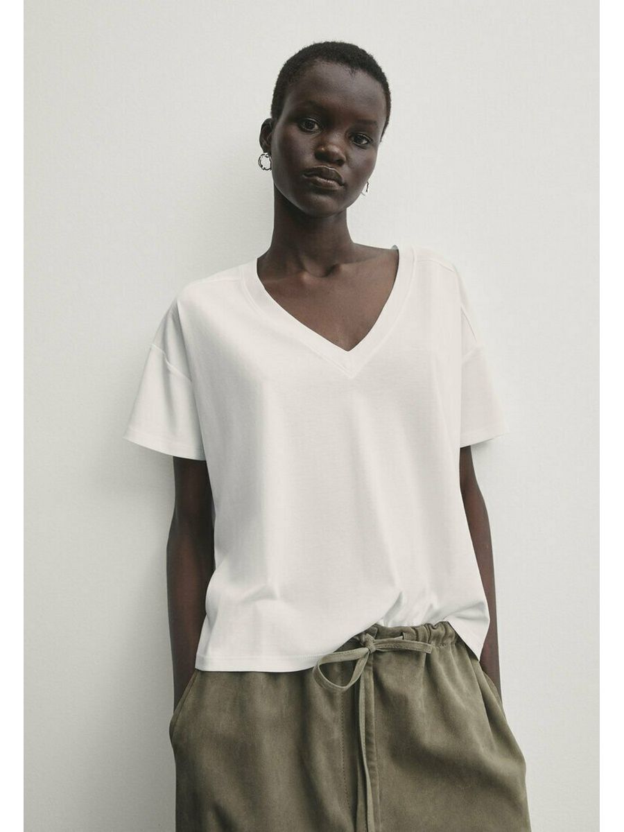 

Футболка женская Massimo Dutti M3I21D0N3 белая XL, Белый, M3I21D0N3