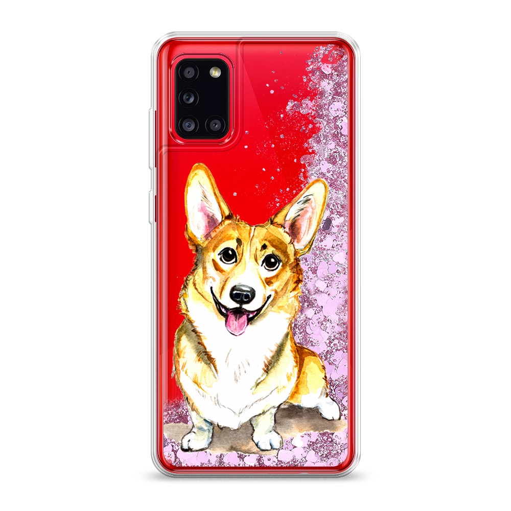 

Жидкий чехол с блестками "Малыш корги" на Samsung Galaxy A31