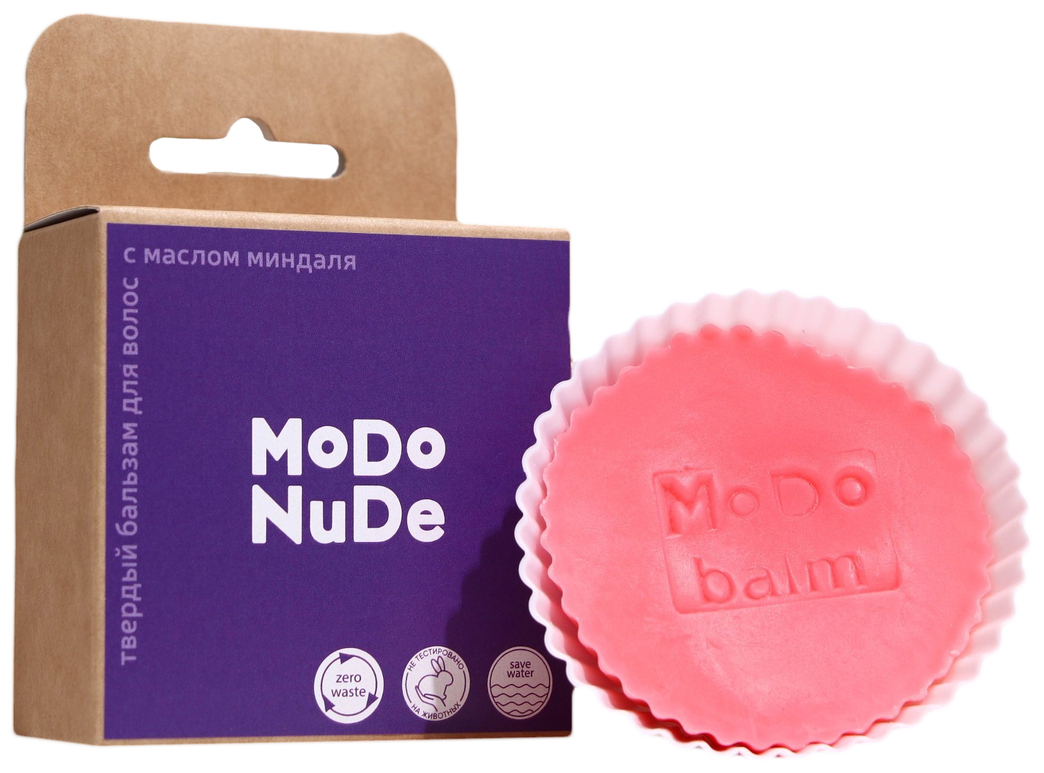 фото Твердый бальзам для волос modo nude с маслом миндаля, 50 г modum