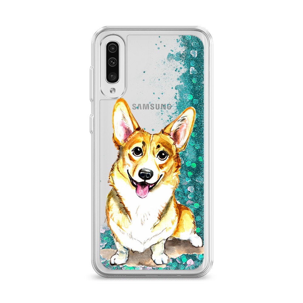 

Жидкий чехол с блестками "Малыш корги" на Samsung Galaxy A30s, 28895-1
