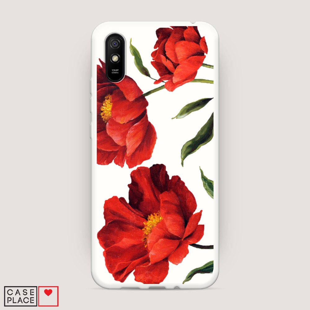 

Матовый силиконовый чехол "Красные маки" на Xiaomi Redmi 9A, 38957-1