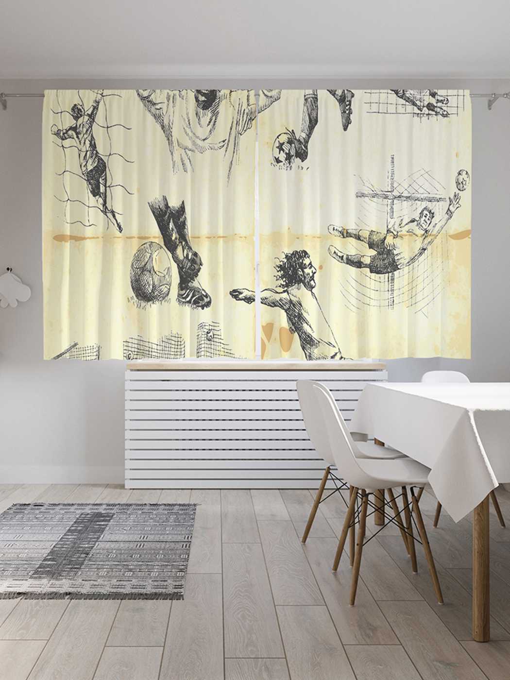 фото Классические шторы joyarty "вратарское мастерство", oxford delux, 2 полотна 145x180 см