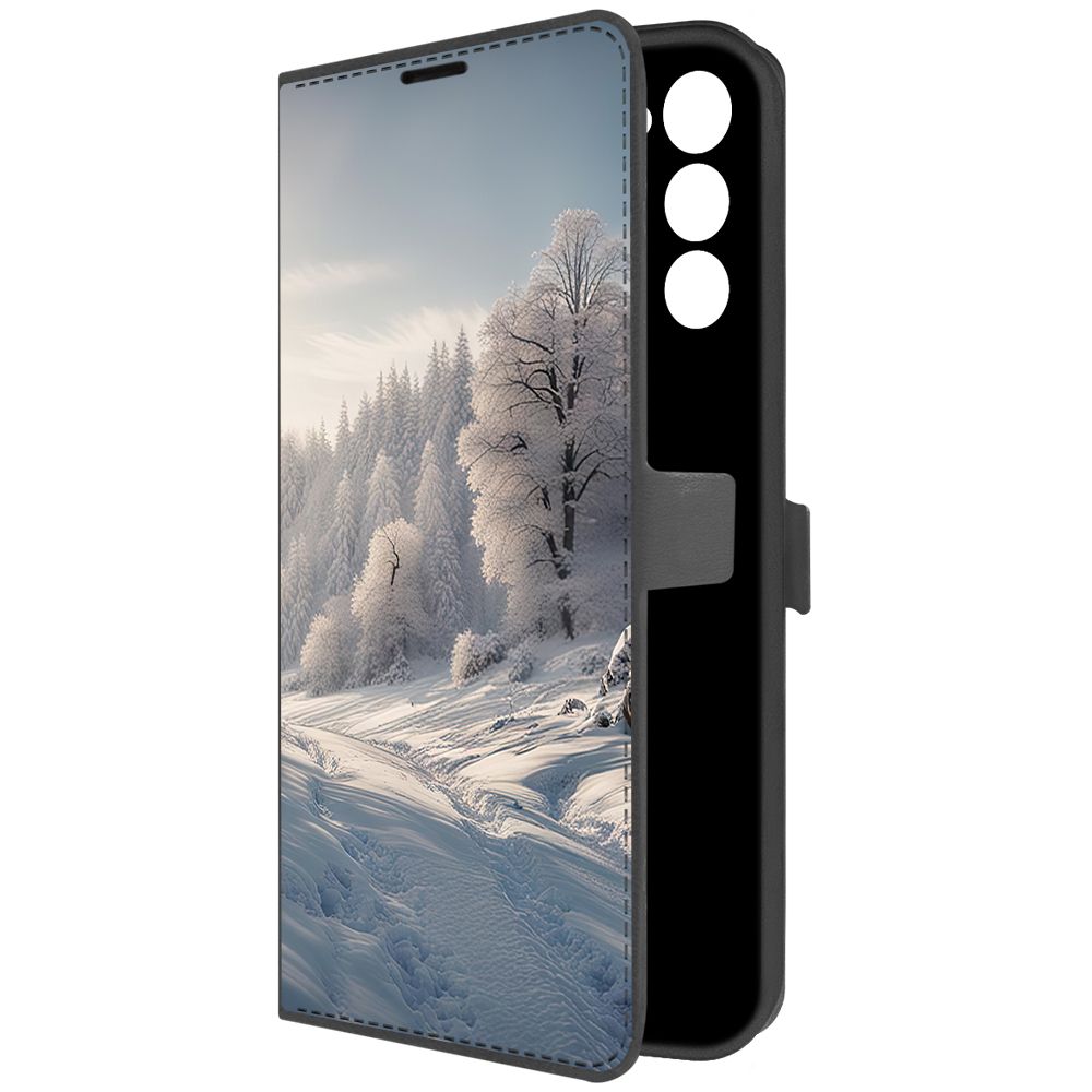 Чехол-книжка Krutoff Eco Book для Tecno Spark 8C Снег (черный)