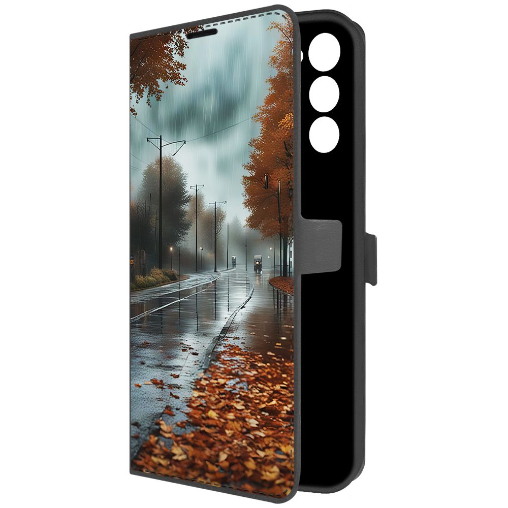 

Чехол-книжка Krutoff Eco Book для Tecno Spark 8C Осенний дождь (черный)