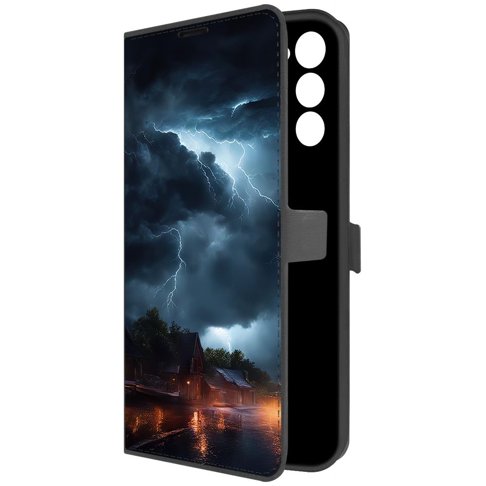Чехол-книжка Krutoff Eco Book для Tecno Spark 8C Ночная гроза (черный)