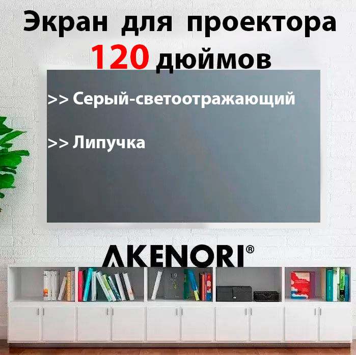 

Экран для проектора AKENORI 003D (мобильный, 16:9, 120"), Серый, 003D