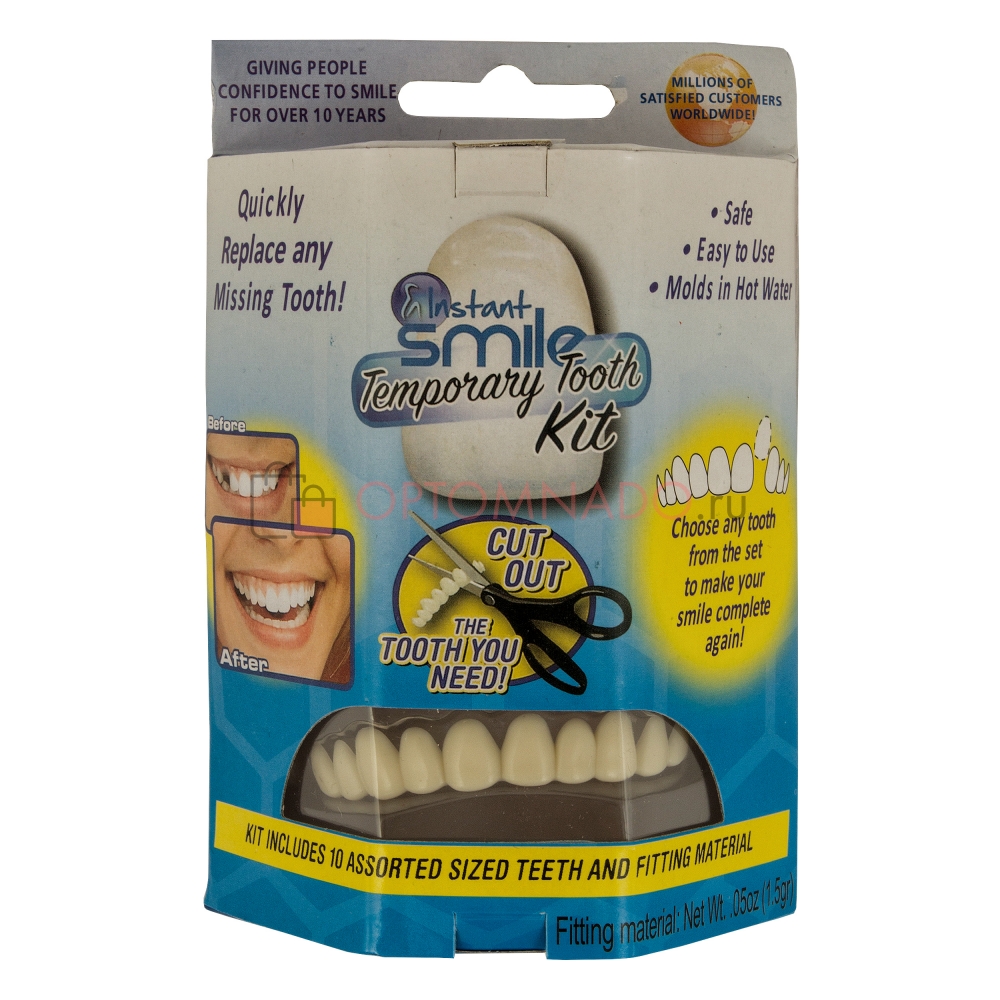 

Виниры Toothflash накладные временные верх и низ с клеем tooth, Белый