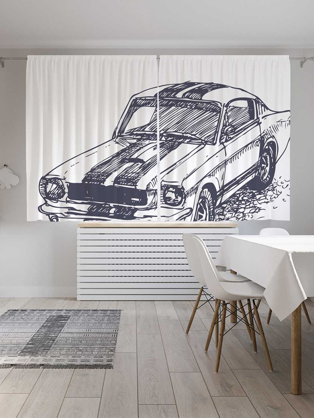 фото Классические шторы joyarty "скоростной автомобиль", oxford delux, 2 полотна 145x180 см