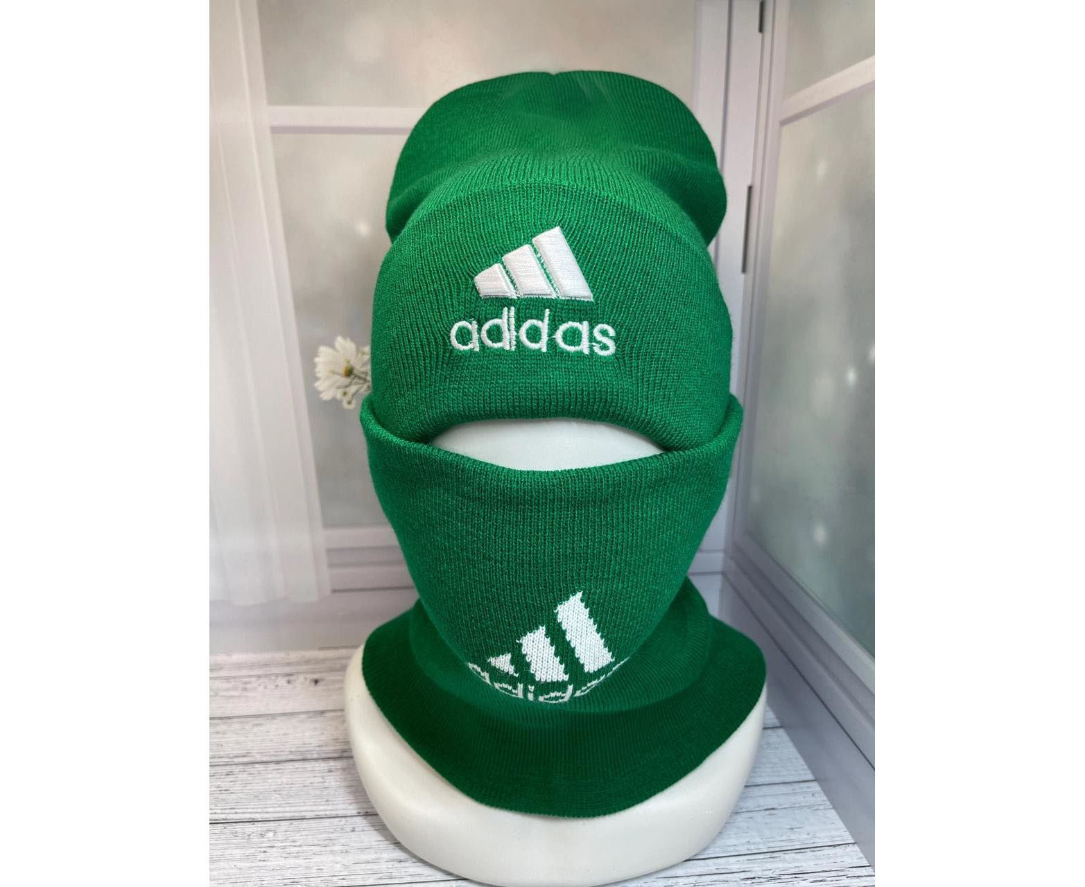 Комплект шапка и снуд мужской Adidas Е:520 зелёный