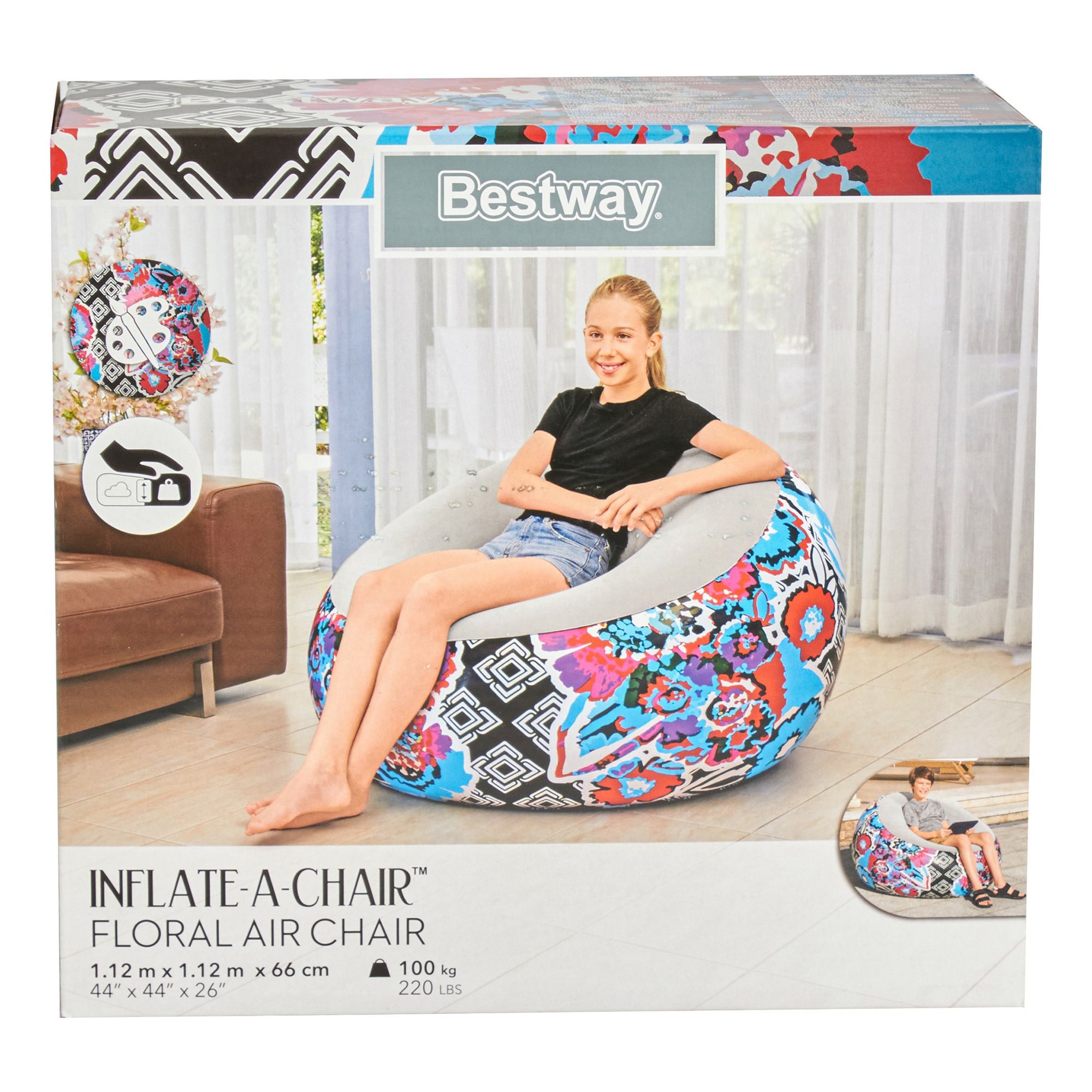 

Надувное кресло Bestway Floral Air Chair 112 х 112 х 66 см, Разноцветный