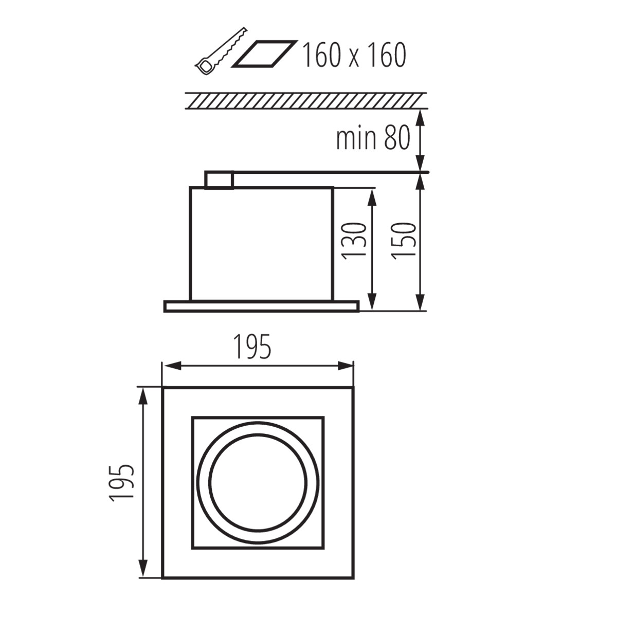 

Точечный светильник Kanlux MATEO ES DLP-150-B 32930, GU10, 25W