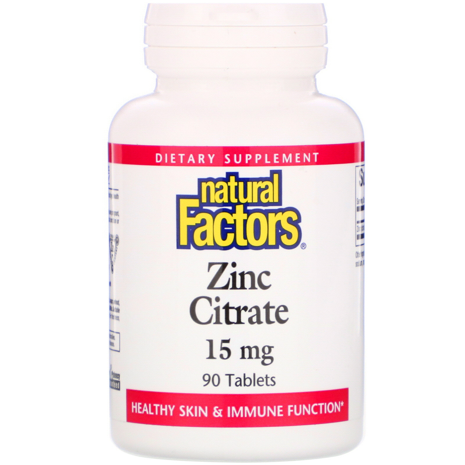 Купить Цитрат цинка Natural Factors Zinc Citrate 15 мг таблетки 90 шт.