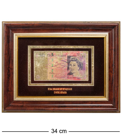 фото Панно банкноты 50 gbp (фунт стерлингов) англия hb-005 113-60394 gold leaf