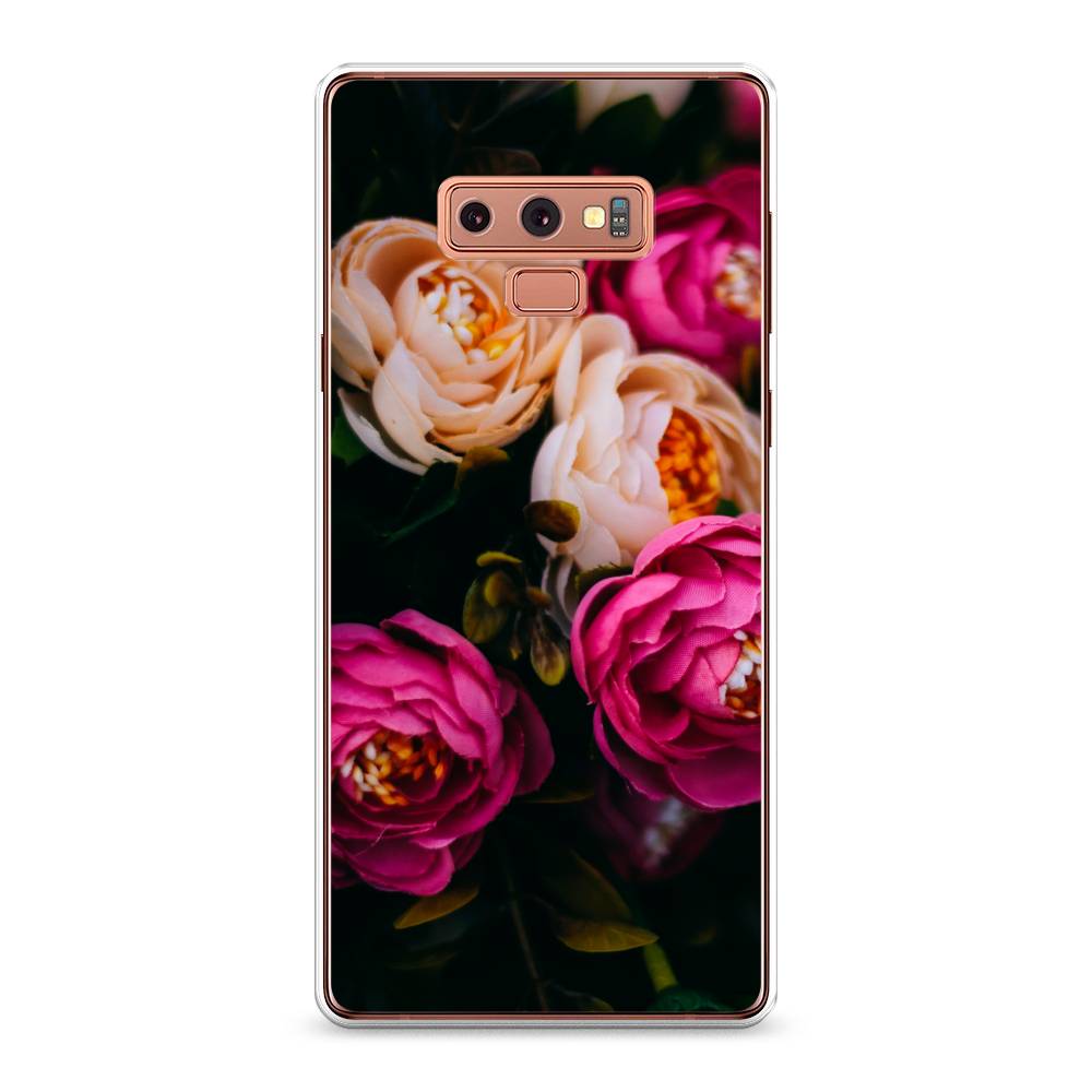 фото Чехол awog "розовые пионы на черном" для samsung galaxy note 9