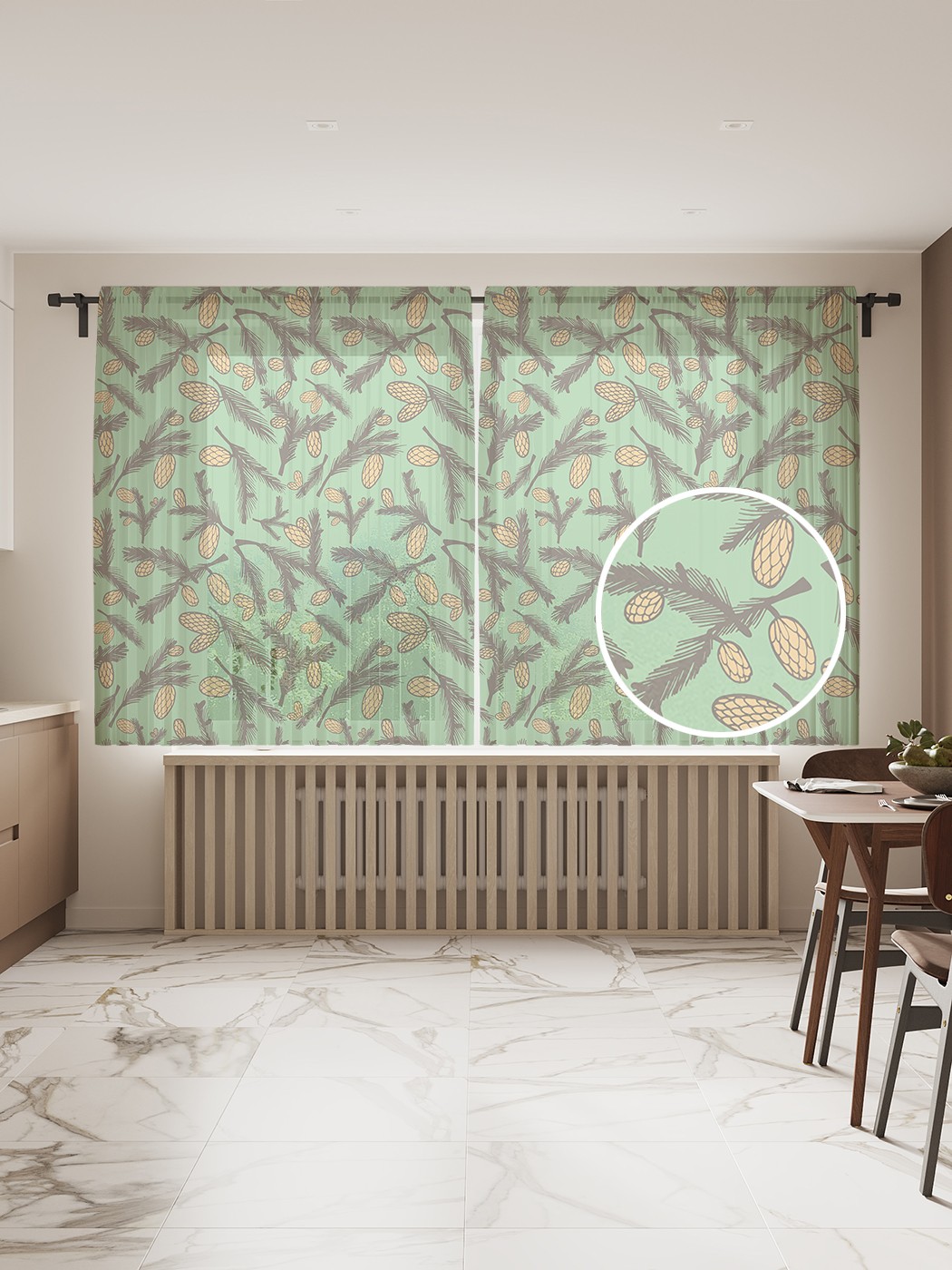 

Фототюль JoyArty "Векторные шишки", 145x180 см (2 полотна со шторной лентой + 50 крючков), Векторные шишки