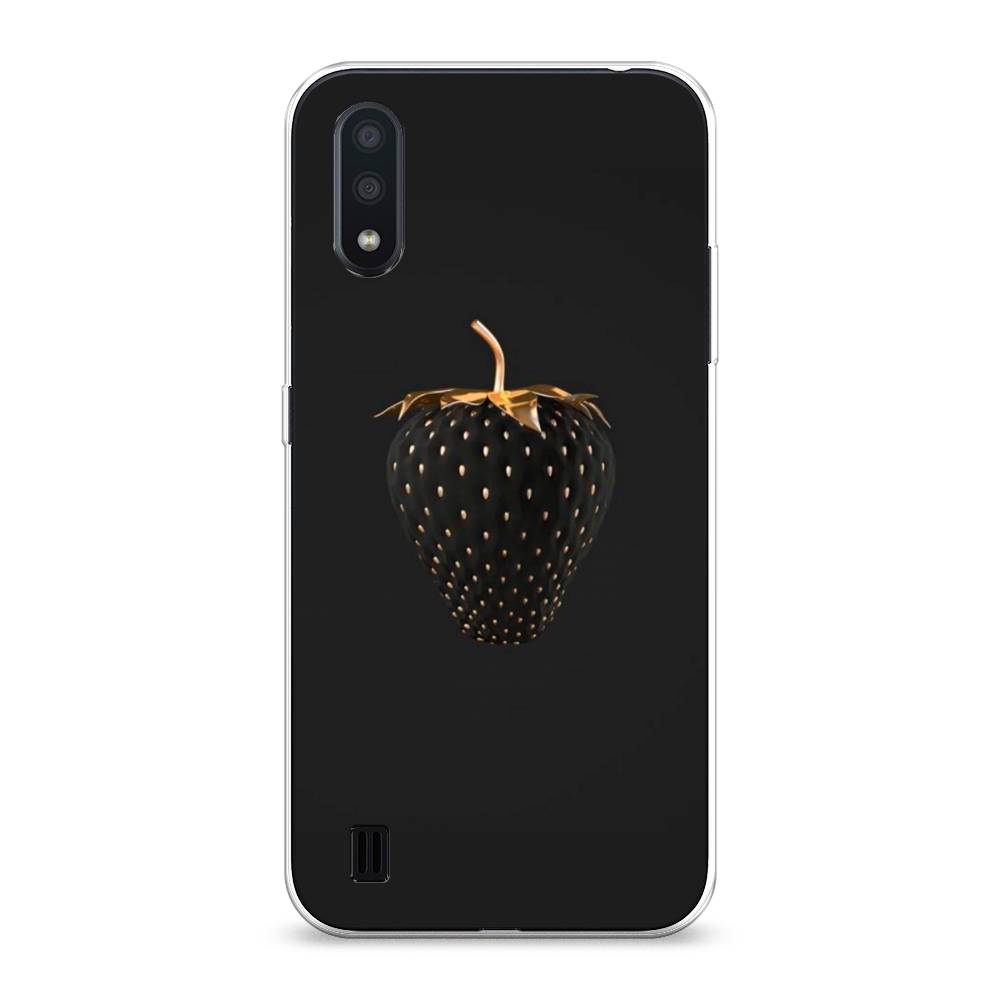 фото Чехол awog "черно-золотая клубника" для samsung galaxy a01