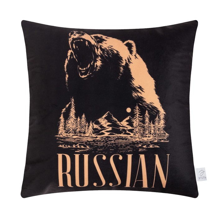 

Подушка Этель "Russian" 40х40 см, велюр, 100% п/э, Черный