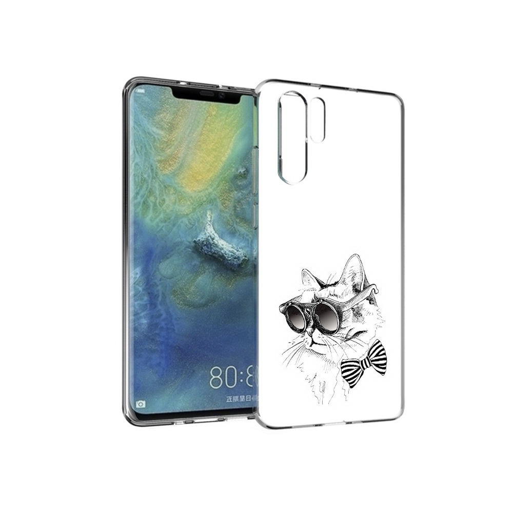 

Чехол MyPads Tocco для Huawei P30 Pro крутая кошка в очках, Прозрачный, Tocco