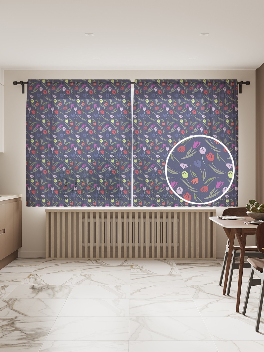 

Фототюль JoyArty "Цветные тюльпаны", 145x180 см (2 полотна со шторной лентой + 50 крючков), Цветные тюльпаны