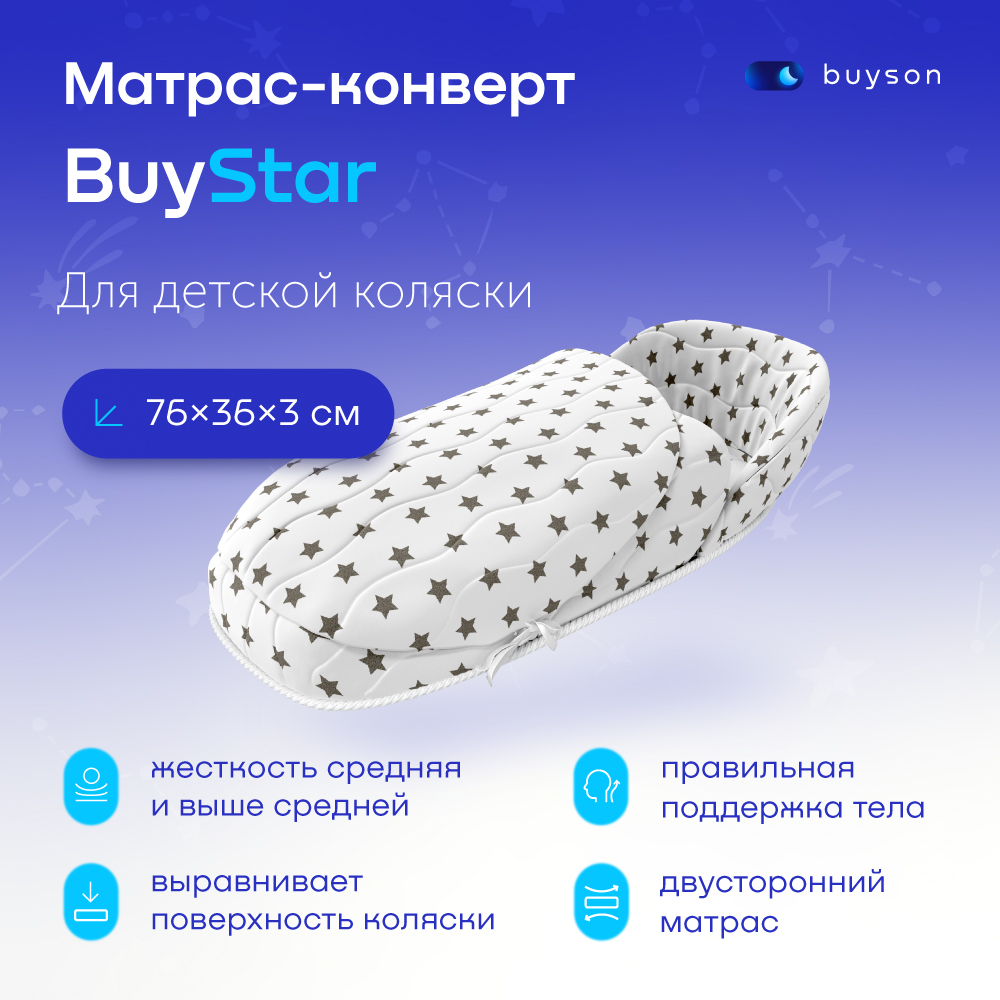 Матрас конверт в коляску buyson BuyStar для новорожденных, 76x36 см