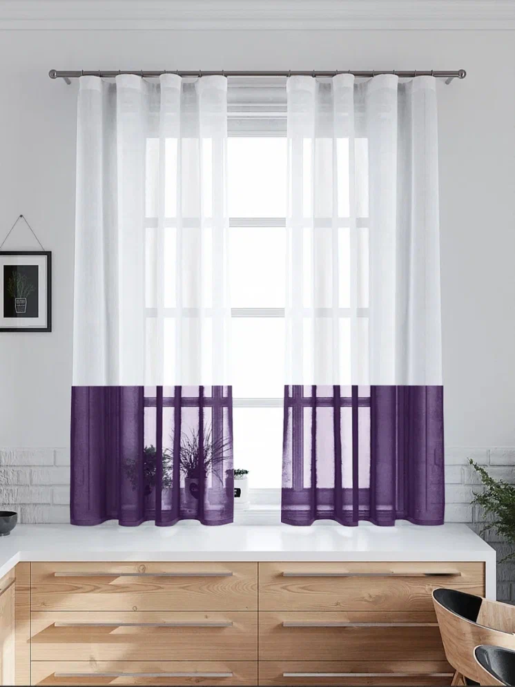 

Тюль Miazzo 150х180 см Бело-фиолетовая в гостиную детскую спальню Турция