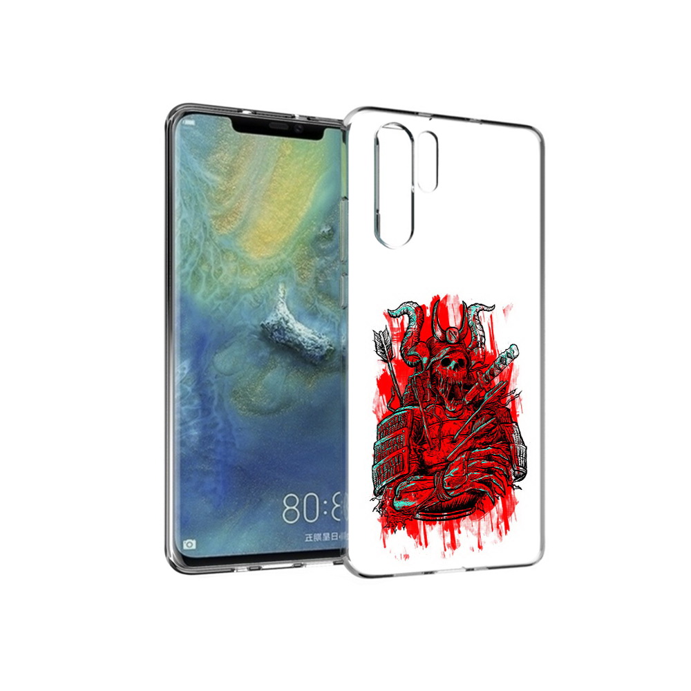 

Чехол MyPads Tocco для Huawei P30 Pro красный скелет воин, Прозрачный, Tocco