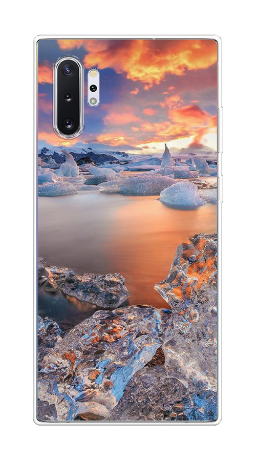 

Чехол на Samsung Galaxy Note 10 Plus "Ледники", Синий;оранжевый, 28550-2