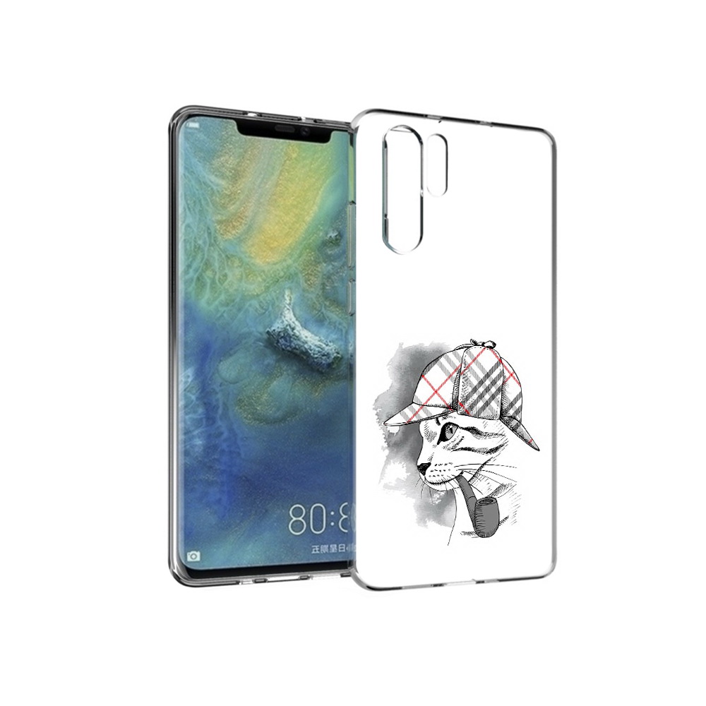 

Чехол MyPads Tocco для Huawei P30 Pro кошка с трубкой, Прозрачный, Tocco