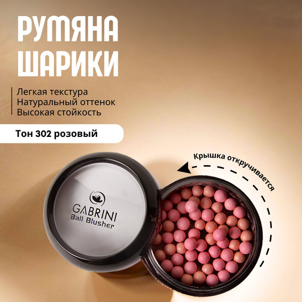 Румяна в шариках Gabrini Ball Blusher сатиновыестойкие тон 302 розовый 20 г