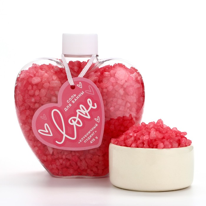Соль для ванны Чистое счастье Love клубничный пудинг 450 г соль для ванны чистое счастье с лепестками розы love 150 г