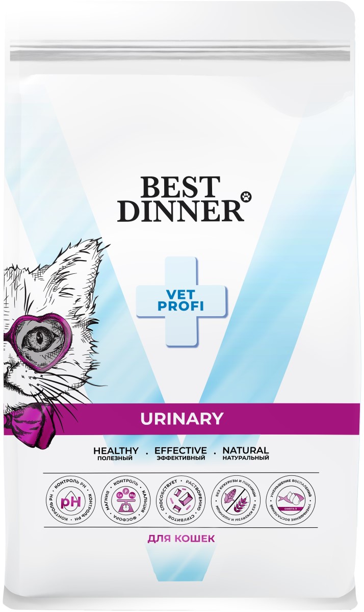 Сухой корм для кошек Best Dinner Vet Profi Urinary с курицей, 7 кг